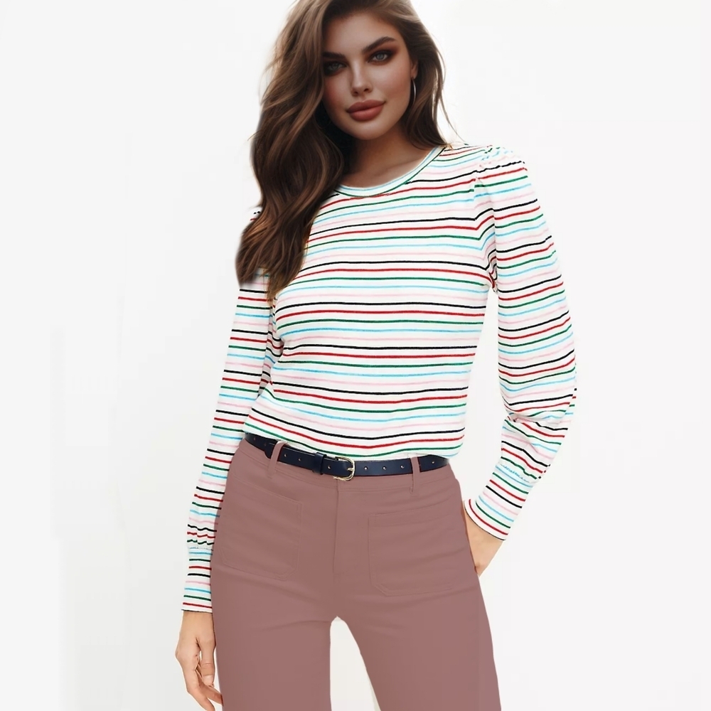 LOFT Multicolor Striped Sweatshirt
